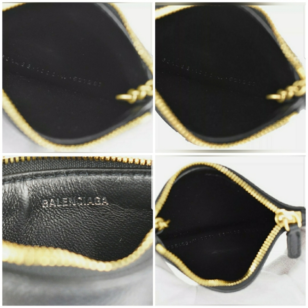 🐰BALENCIAGA BB Logo Coin Wallet Purse Key Ring Le - Picture 13 of 14